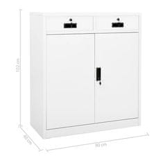 Vidaxl Pisarniška omara bela 90x40x102 cm jeklo