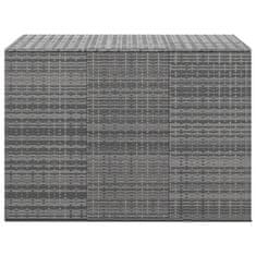 Vidaxl Vrtna škatla za blazine PE ratan 145x100x103 cm siva
