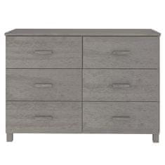 Vidaxl Komoda HAMAR svetlo siva 113x40x80 cm trdna borovina