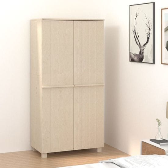 Vidaxl Garderobna omara medeno rjava 89x50x180 cm trdna borovina