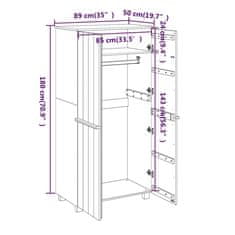 Vidaxl Garderobna omara medeno rjava 89x50x180 cm trdna borovina