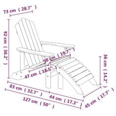 Vidaxl Vrtni stol Adirondack s stolčkom za noge in mizico HDPE rjav
