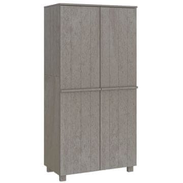 Vidaxl Garderobna omara HAMAR svetlo siva 89x50x180 cm trdna borovina