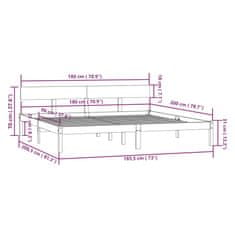 Vidaxl Posteljni okvir iz trdne borovine 180x200 cm UK Super King