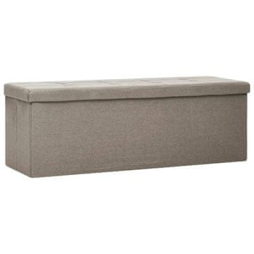 Vidaxl Zložljiva klop s prostorom za shranjevanje taupe umetno platno