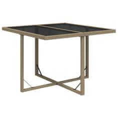 Vidaxl Vrtna miza bež 109x107x74 cm poli ratan in steklo