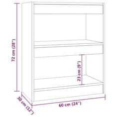 Vidaxl Knjižna omara/pregrada siva sonoma 60x30x72 cm
