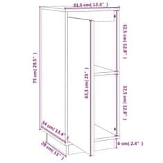 Vidaxl Komoda 2 kosa siva 31,5x34x75 cm trdna borovina