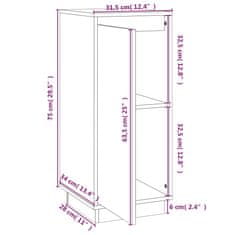 Greatstore Komoda siva 31,5x34x75 cm trdna borovina