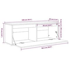 Vidaxl Stenska omarica bela 100x30x35 cm trdna borovina