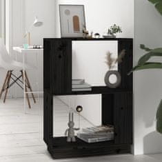 Vidaxl Knjižna omara/pregrada črna 51x25x70 cm trdna borovina
