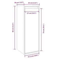 Vidaxl Stenska omarica siva 30x30x80 cm trdna borovina