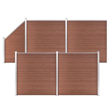 Vidaxl WPC ograjni paneli 4 kvadratni + 1 poševni 792x186 cm rjavi