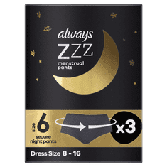 Always ZZZ menstrualne hlačke, Small/Medium, 3 kosi