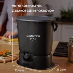 Skaza Bokashi Organko Essential kompostnik (15.3 L), črn