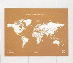 Alum online Stenski zemljevid sveta iz plute - naravni, bel XL