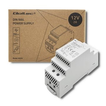 shumee Qoltec napajalnik za DIN letev | 24W | 12V | 2A | siv