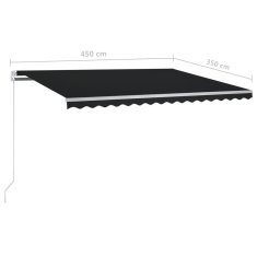 Vidaxl Ročna tenda 4,5 x 3,5 m Antracit 100% poliester
