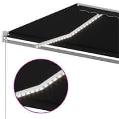 Vidaxl Ročno zložljiva tenda z LED lučmi 450x300 cm antracitna