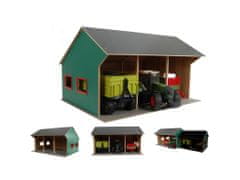 Kids Globe Kmečka lesena garaža 55,5x75x43,5cm 1:16 za 3 traktorje v škatli