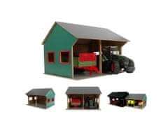 Kids Globe Kmečka lesena garaža 44x53x37cm 1:16 za 2 traktorja v škatli