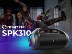 Manta Boombox SPK310 zvočnik, Bluetooth 5.0, 90 W RMS, RGB LED, IPX5, črn