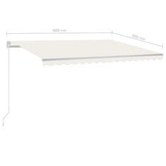 Vidaxl Ročno zložljiva tenda z LED lučmi 400x300 cm krem