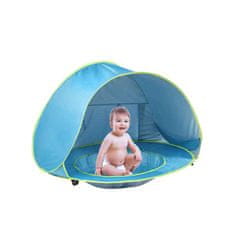 Prenosni otroški šotor z UV zaščito in bazenom, odličen za plažo ali vrt, varuje otroka predUV žarki, vročino in vetrom, dodatna mreža za kroženje zraka, postavite ga v parih sekundah, BabyTent