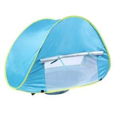 Prenosni otroški šotor z UV zaščito in bazenom, odličen za plažo ali vrt, varuje otroka predUV žarki, vročino in vetrom, dodatna mreža za kroženje zraka, postavite ga v parih sekundah, BabyTent