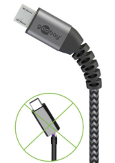 Goobay kabel, micro USB na USB-A, 0,5 m, priključni kabel s kovinskimi vtiči, sivo-srebrna (49273)