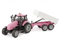 Kids Globe Traktor z vztrajnikom in baterijo s svetlobo in zvokom, roza, 25 cm