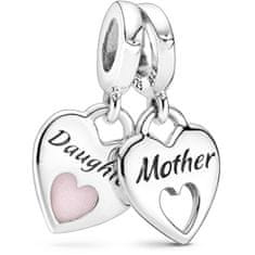 Pandora Obeski v obliki srca Mama in hči Dvojno srce 799187C01