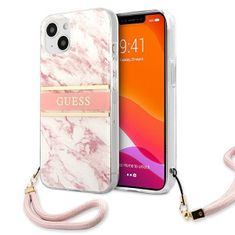 Guess GUHCP13SKMABPI iPhone 13 mini 5,4" roza trdi ovitek Marble Strap Collection