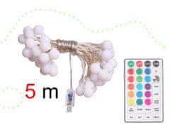 Volino LED dekorativna veriga z daljincem Iko RGB Balls 5 m