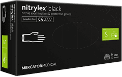 MERCATOR MEDICAL  Nitrilne rokavice brez pudra, 100 kos, S, črne