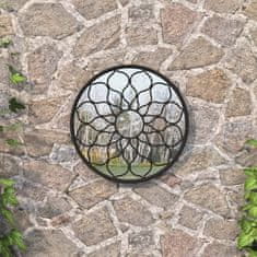 Vidaxl Vrtno ogledalo črno 40x3 cm železno okroglo zunanje