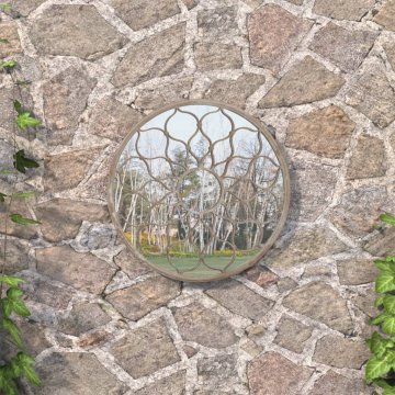 Vidaxl Vrtno ogledalo, peščene barve, 60x3 cm, okrogel železni okvir