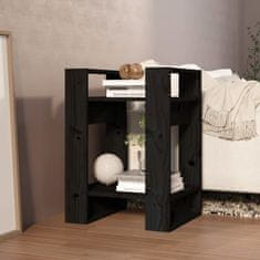 Vidaxl Knjižna omara/pregrada črna 41x35x57 cm trdna borovina