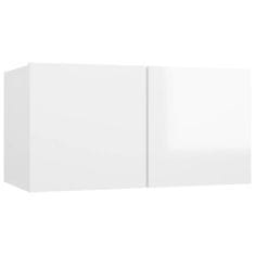 shumee Komplet TV omaric 5-delni visok sijaj bela iverna plošča