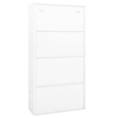 Vidaxl Pisarniška omara bela 90x40x180 cm jeklo in kaljeno steklo