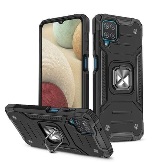 slomart wozinsky ring armor case kickstand tough rugged cover za samsung galaxy a12 / galaxy m12 črn