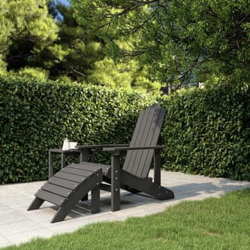 Vidaxl vidaXL Adirondack stol z naslonom za noge, HDPE, antracit