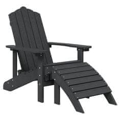 Vidaxl vidaXL Adirondack stol z naslonom za noge in mizo, HDPE, antracit