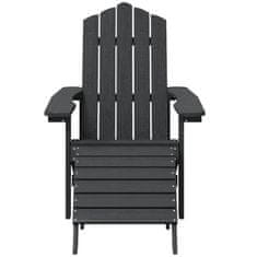 Vidaxl vidaXL Adirondack stol z naslonom za noge in mizo, HDPE, antracit