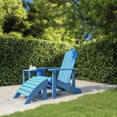 Vidaxl vidaXL Adirondack stol z naslonom za noge, HDPE, morsko moder