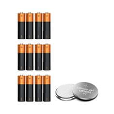 Netscroll AAA Baterije + CR2025, komplet 12x AAA baterij z bonus CR2025 baterijo za daljinec, ročne ure, kuhinjske tehtnice, in več, vsestranske baterije visoke učinkovitosti za GlowWaterLights, Battery13