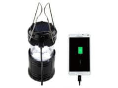 Alum online Polnilna, solarna, izvlečna svetilka za kampiranje z USB priključkom
