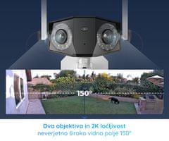 Reolink Duo WiFi kamera, dva objektiva, 2K Super HD, WiFi, 150° snemalni kot, IR nočno snemanje, LED reflektorji, aplikacija, dvosmerna komunikacija
