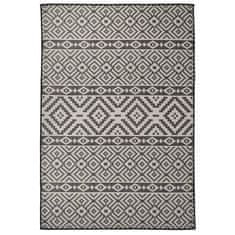shumee vidaXL Zunanja preproga ploščato tkanje 160x230 cm črne črte