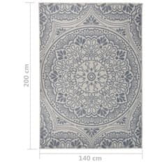 Vidaxl Zunanja preproga z ravnim tkanjem, 140x200 cm, modri vzorec